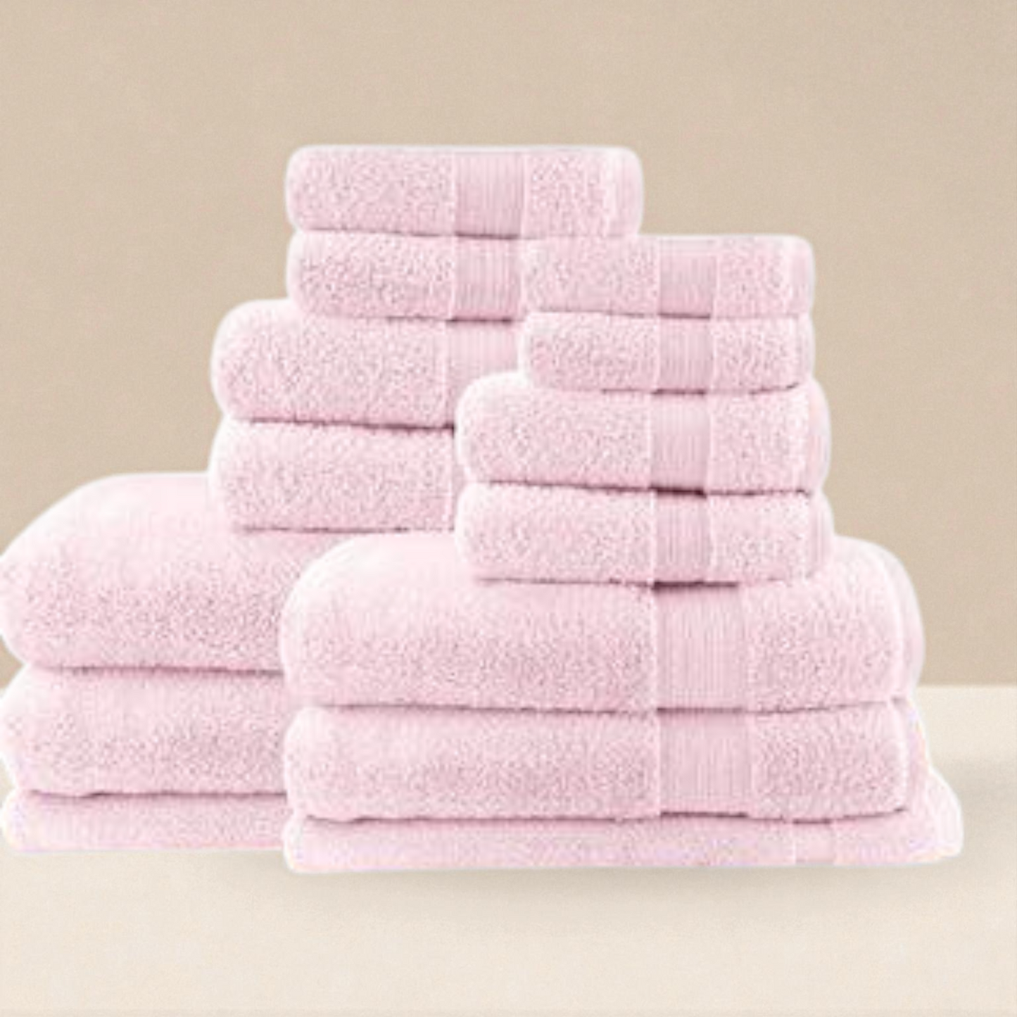 Cotton Bath Towel Set – Soft Baby Pink Towels With Bath Mat Included