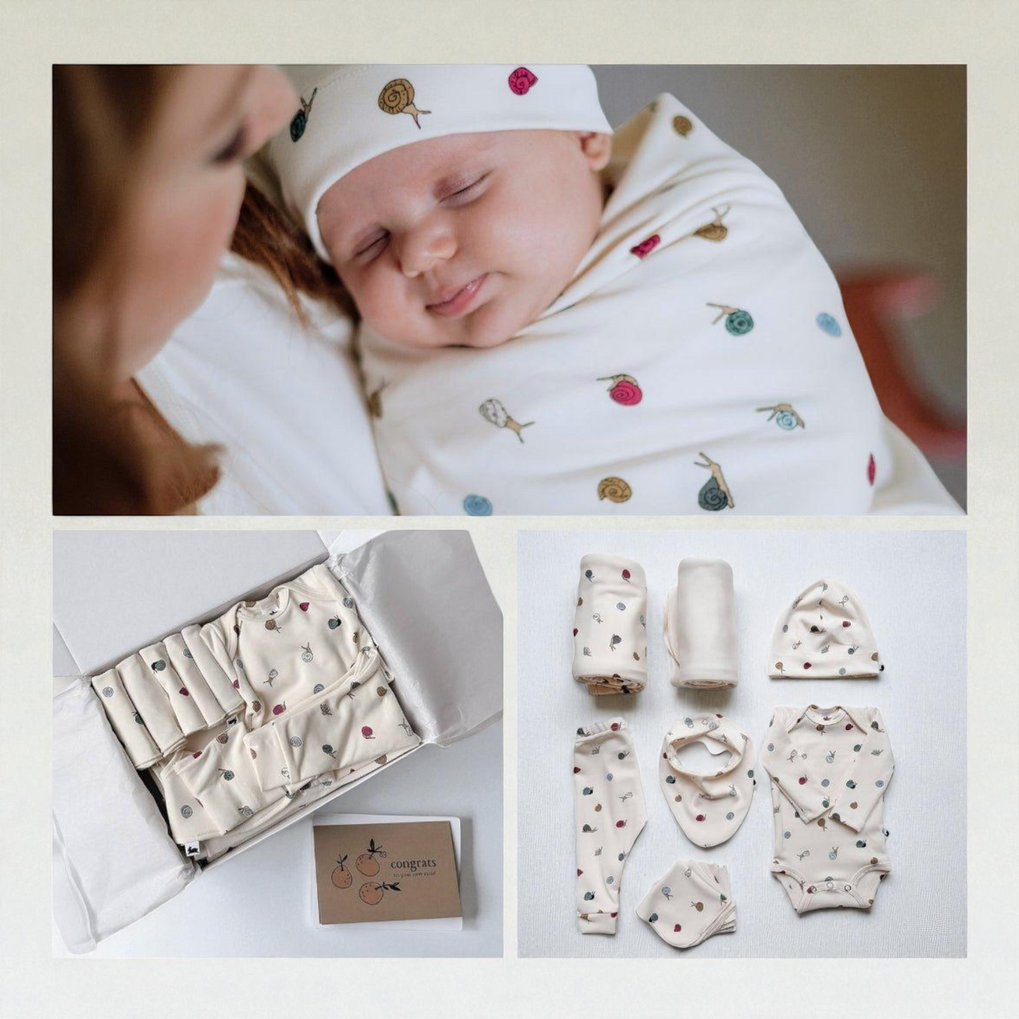 Bamboo Baby Gift Box – Organic Baby Clothes, Soft Leggings & Cozy Swaddle Essentials