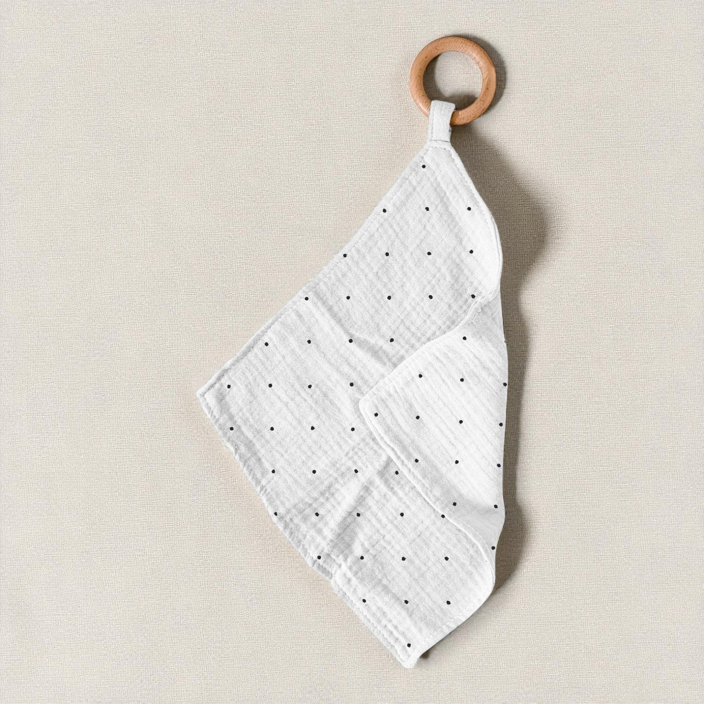 Bamboo Baby Teether – Wooden Teething Ring & Soothing Baby Comfort Blanket