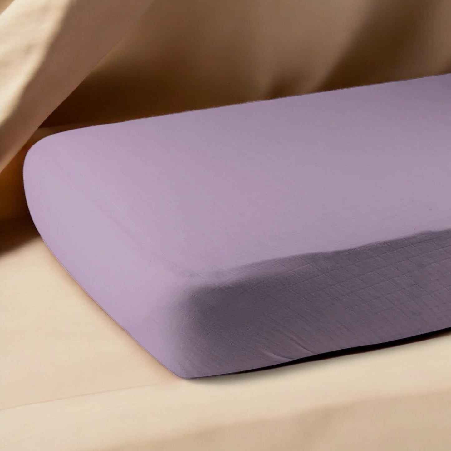 Cotton Crib Sheet – Soft Lavender Muslin Fabric | Snug Fit Baby Nursery Bedding