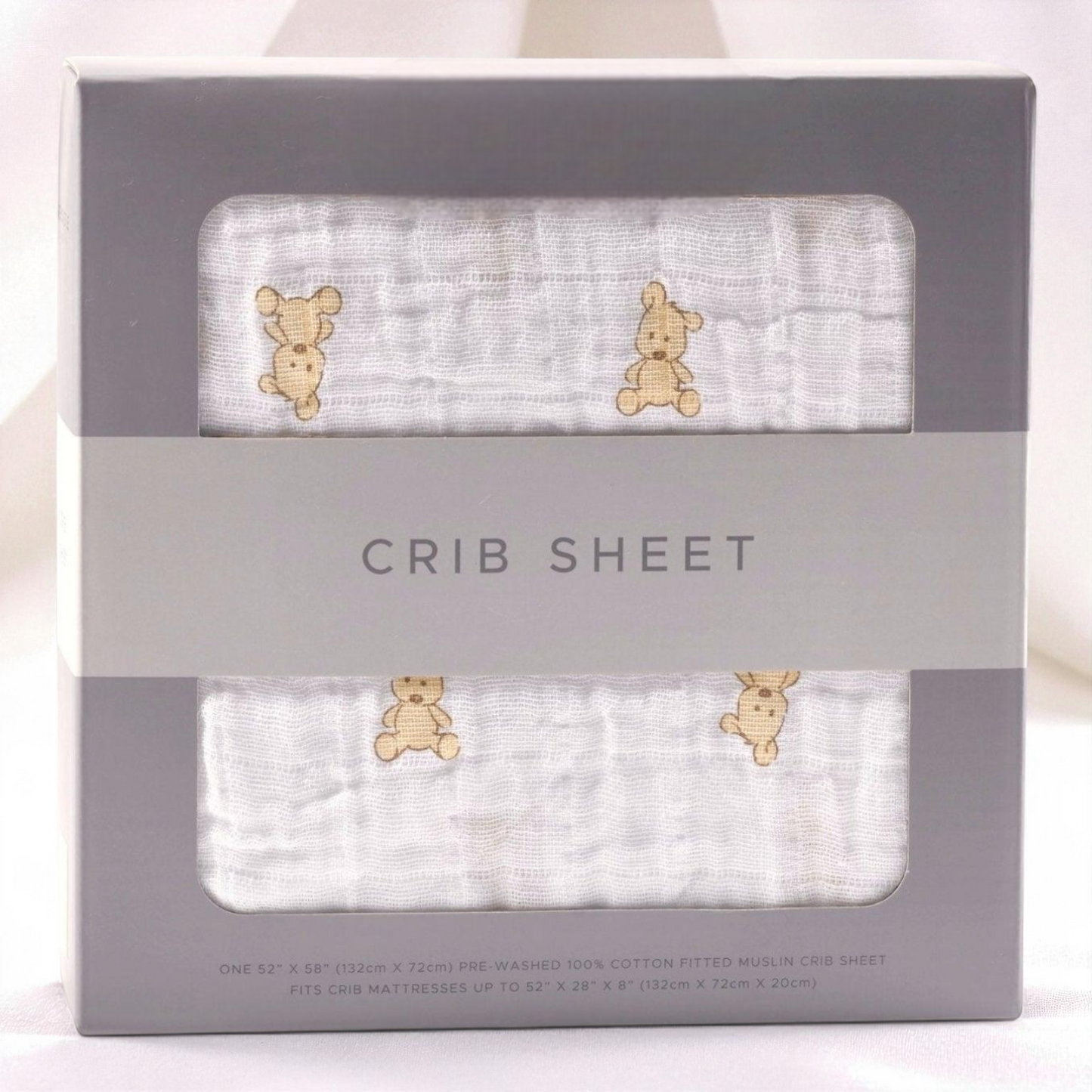 Cotton Muslin Crib Sheet – Soft Breathable Baby Bedding With Teddy Bear Design