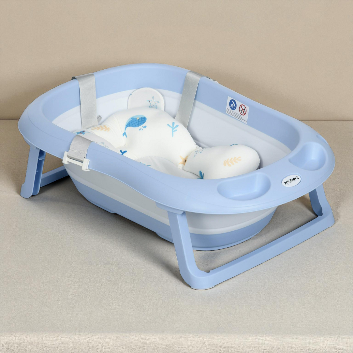 Foldable Baby Bath Tub – Soft Cushion BabyTub with Non Slip Support & Storage