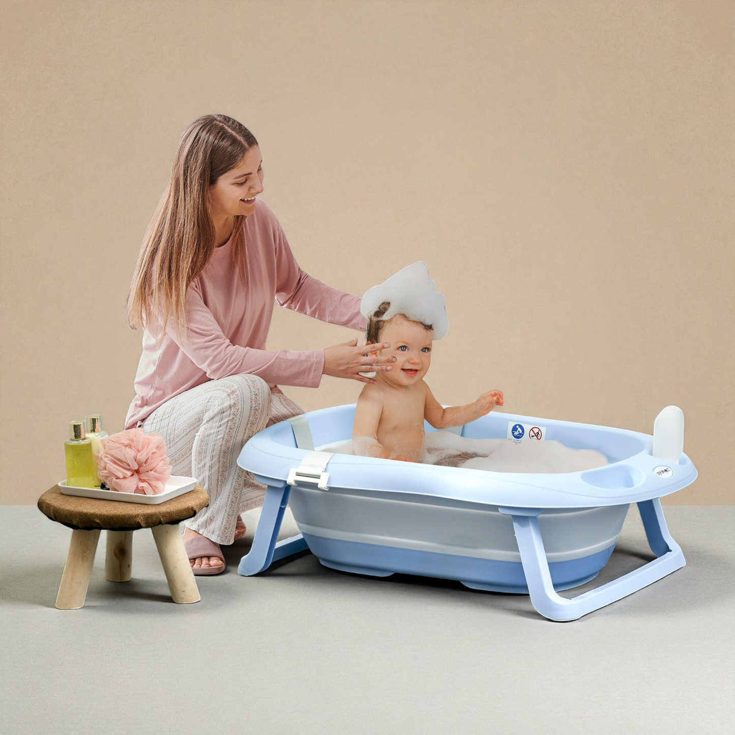 Foldable Baby Bath Tub – Soft Cushion BabyTub with Non Slip Support & Storage