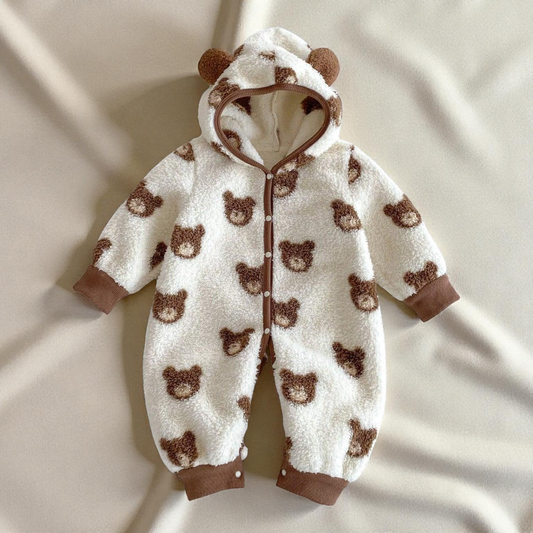 Baby Fleece Romper - Soft Teddy Hooded Romper | Cozy Winter Baby Clothes One Piece