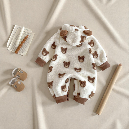 Baby Fleece Romper - Soft Teddy Hooded Romper | Cozy Winter Baby Clothes One Piece
