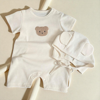 Baby Romper Summer - Unisex Teddy Bear Romper With Soft Breathable Fabric