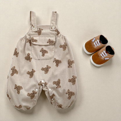Baby Corduroy Romper – Soft Baby Fabric | Unisex Toddler Overalls With Easy Diaper Change