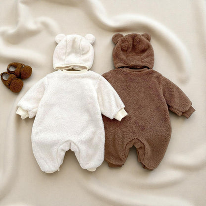 Baby Unisex Romper – Cozy Plush Infant Long Sleeve Teddy Bear Outfit