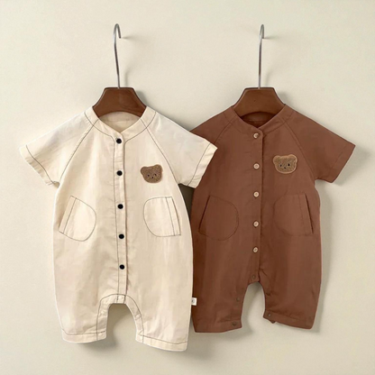 Baby Summer Romper – Soft Cotton Teddy Bear Romper | Lightweight Easy Dressing