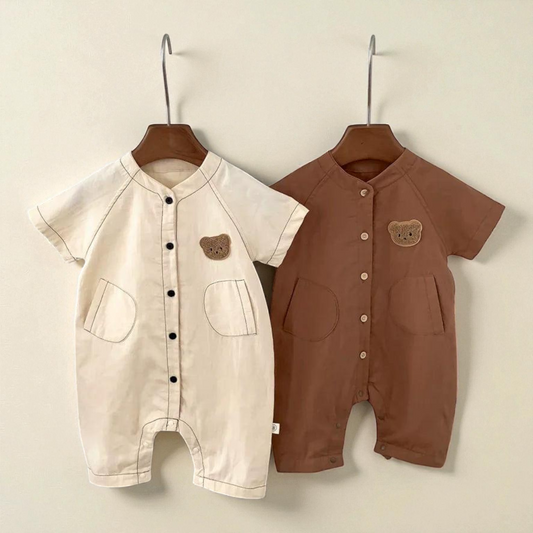 Baby Summer Romper – Soft Cotton Teddy Bear Romper | Lightweight Easy Dressing