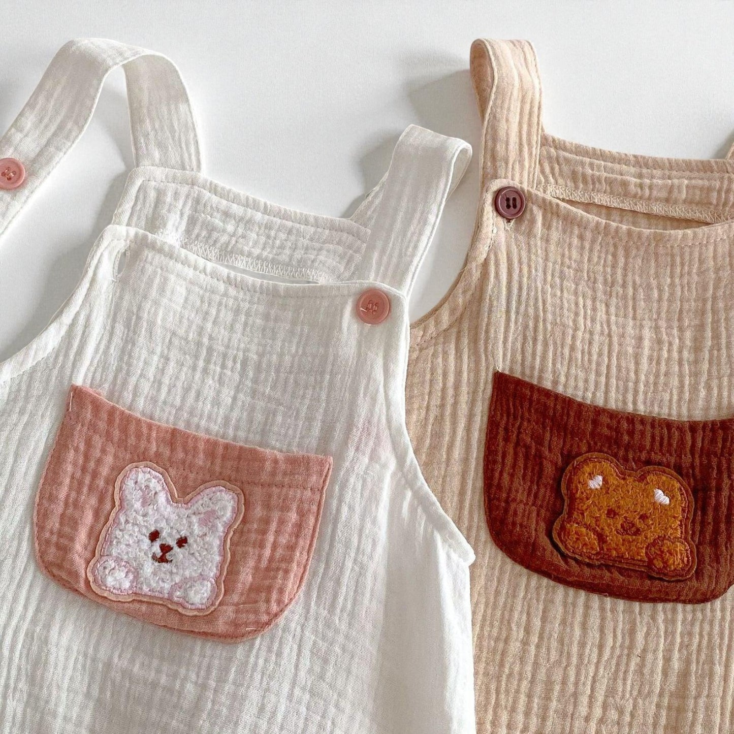 Baby Summer Onesie - Soft Cotton Fabric | Adjustable Baby Straps Romper With Cute Teddy Pattern