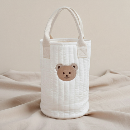 Baby Bottle Storage Bag – Embroidered Cotton Baby Bag With Adjustable Strap