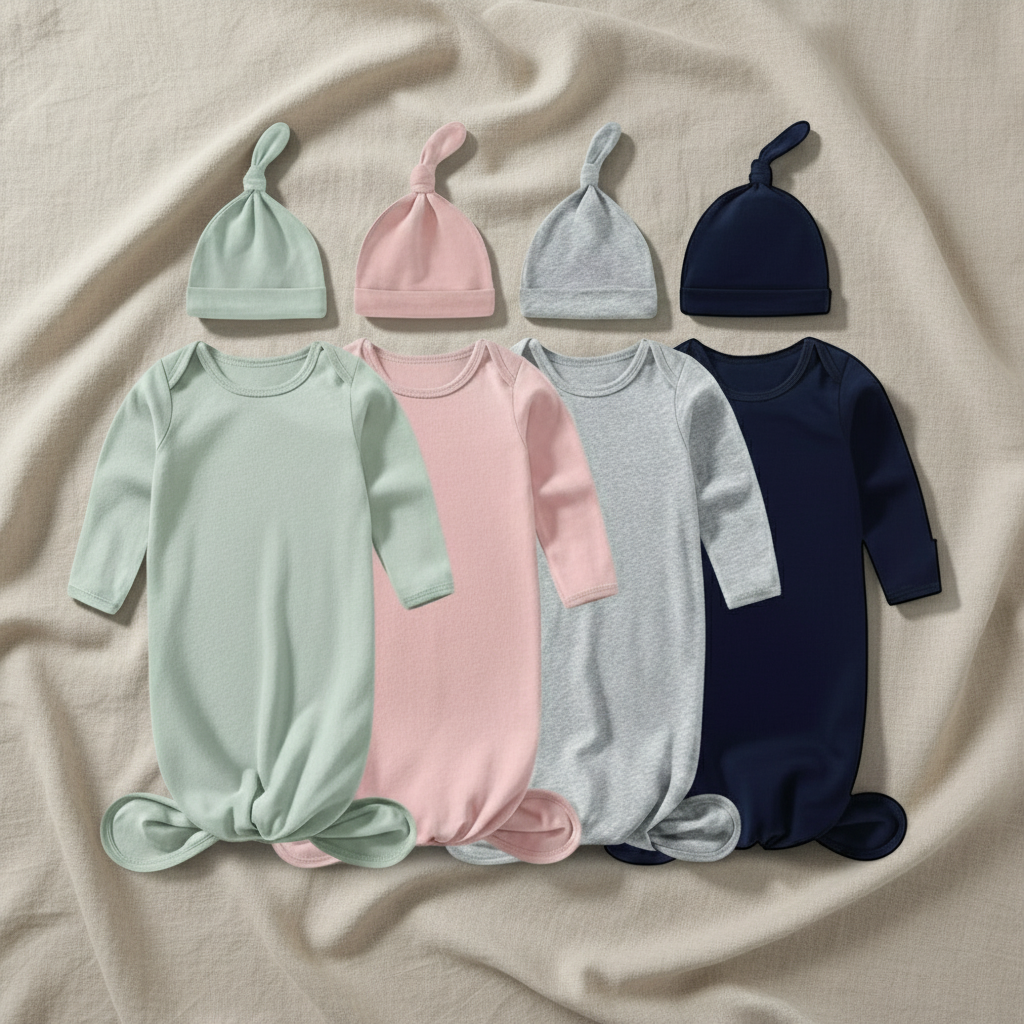 Baby Sleeping Bag - Lightweight Cotton Sleepwear Set With Matching Baby Hat