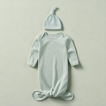 Baby Sleeping Bag - Lightweight Cotton Sleepwear Set With Matching Baby Hat