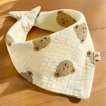 Bandana Bib Children - Soft Cotton Muslin Baby Drool Bib with Easy Snap Fastener
