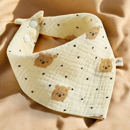 Bandana Bib Children - Soft Cotton Muslin Baby Drool Bib with Easy Snap Fastener
