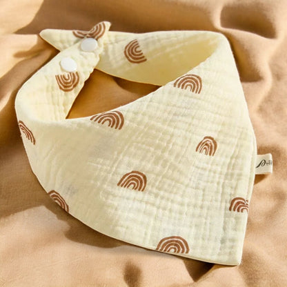 Bandana Bib Children - Soft Cotton Muslin Baby Drool Bib with Easy Snap Fastener