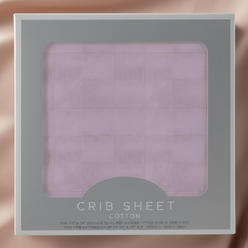Cotton Crib Sheet – Soft Lavender Muslin Fabric | Snug Fit Baby Nursery Bedding
