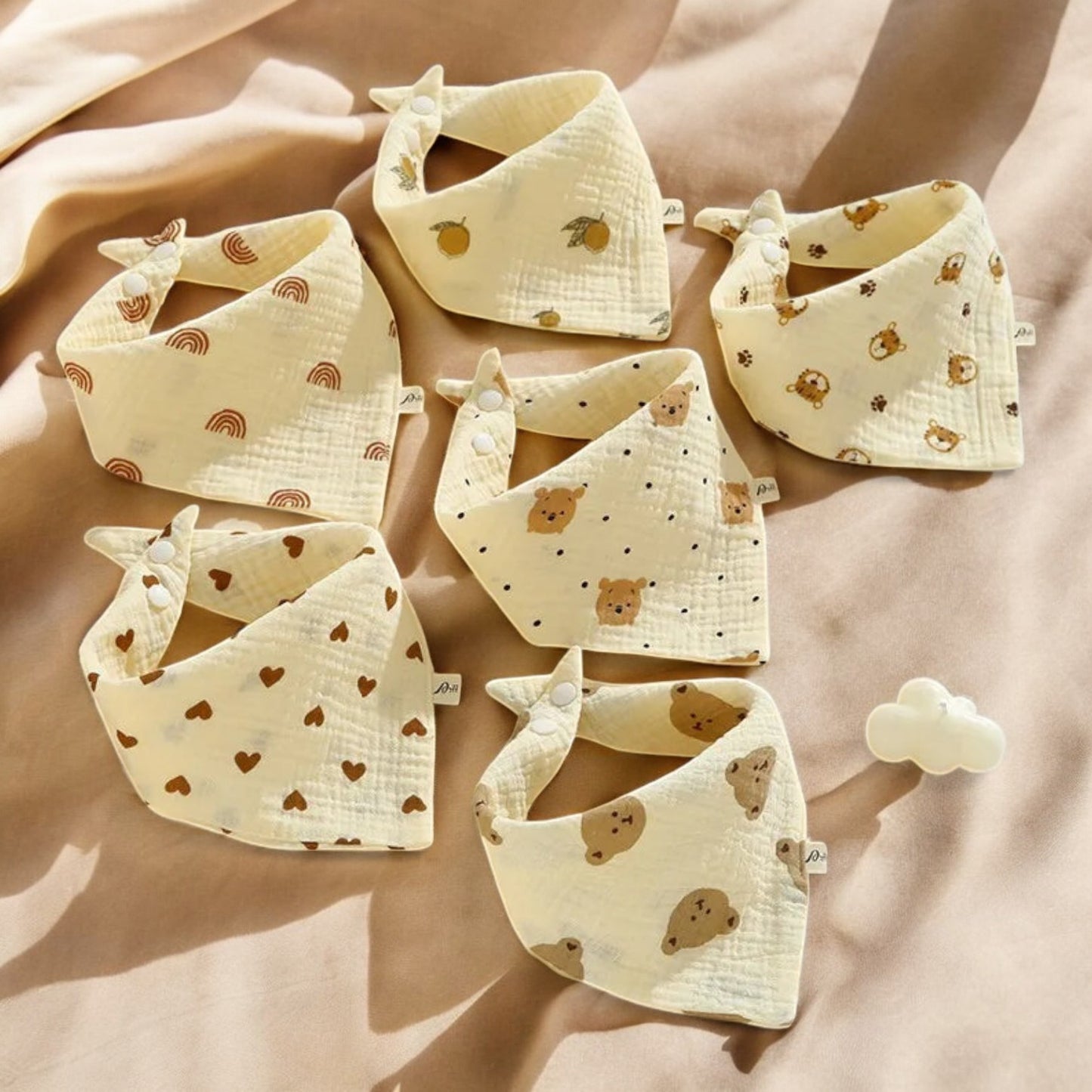 Bandana Bib Children - Soft Cotton Muslin Baby Drool Bib with Easy Snap Fastener