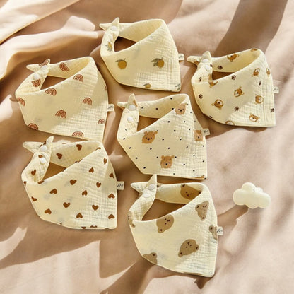 Bandana Bib Children - Soft Cotton Muslin Baby Drool Bib with Easy Snap Fastener