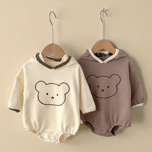 Baby Onesie With Hood – Cozy Unisex Baby Clothes | Soft Cotton Long Sleeve Onesies