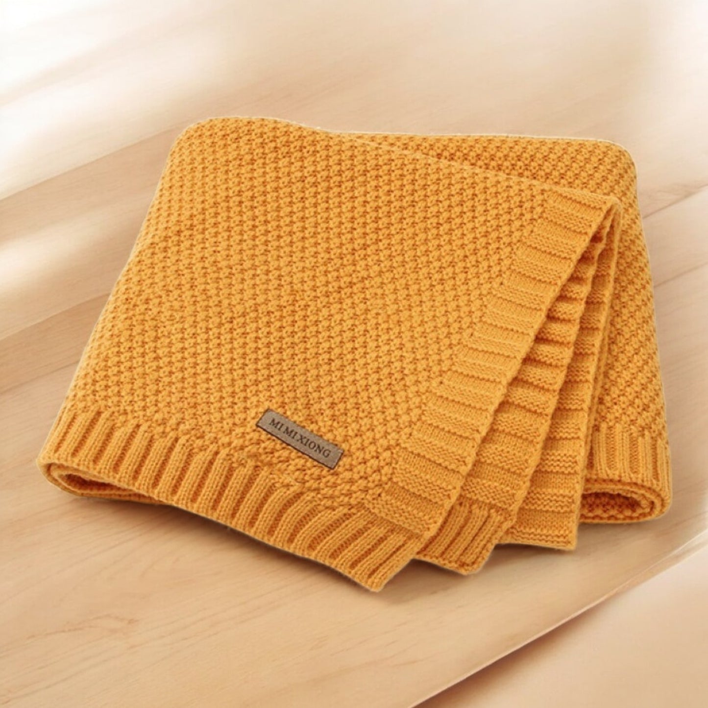 Kids Warm Blanket – Soft Cotton Cover | Cozy Baby Knitted Throw With Logo Patch