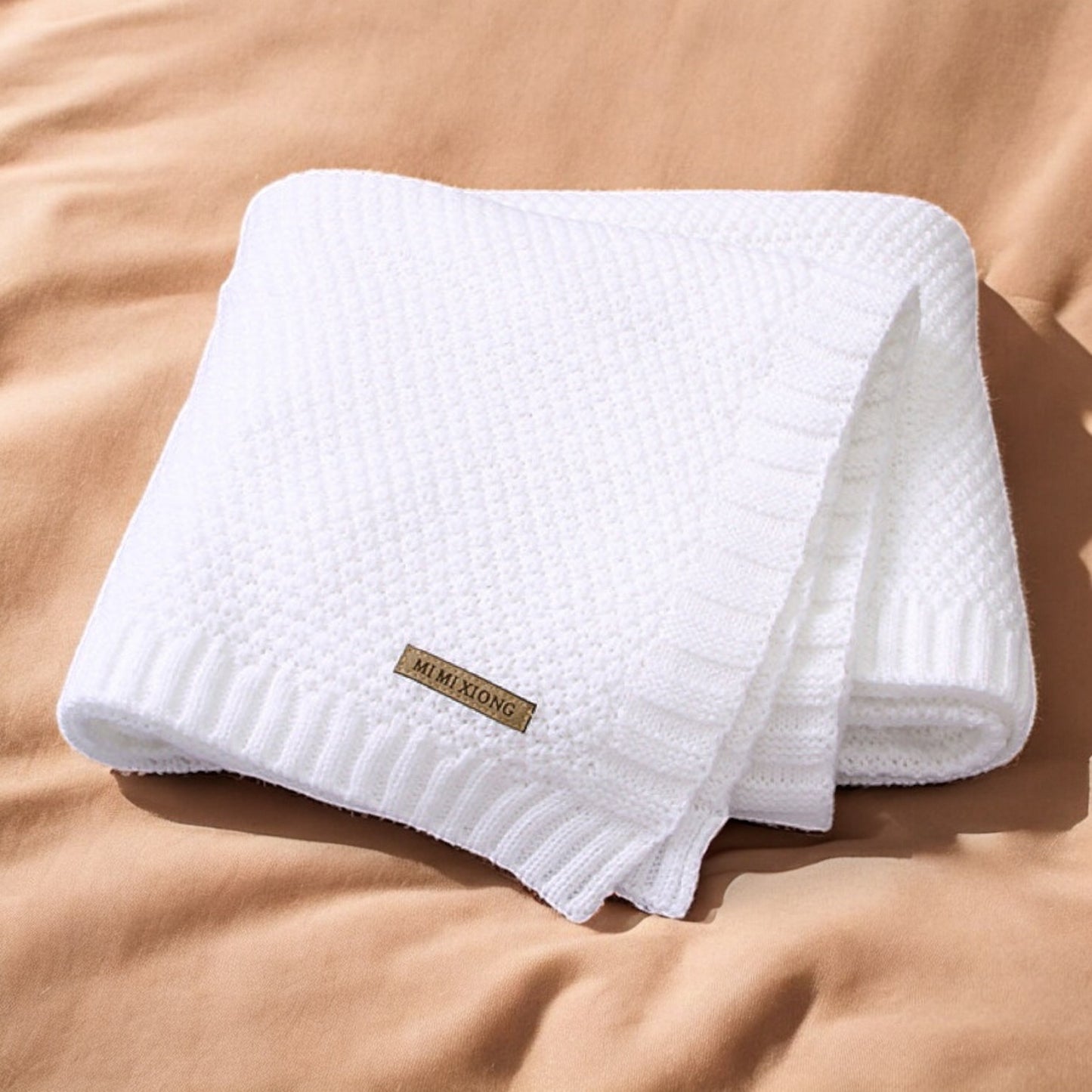 Kids Warm Blanket – Soft Cotton Cover | Cozy Baby Knitted Throw With Logo Patch