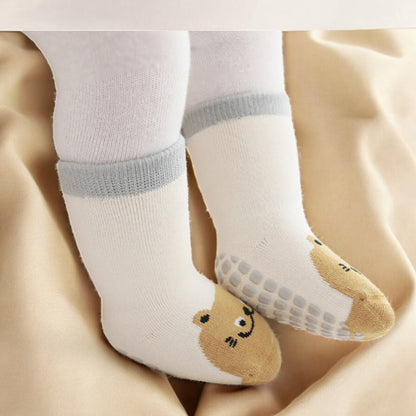 Baby Thermal Socks - Breathable Cartoon Patchwork Non Slip Socks for Toddlers