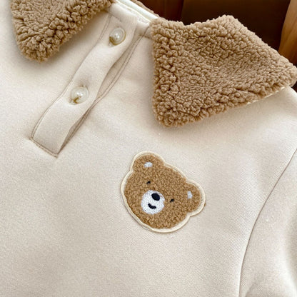 Baby Winter Romper - Unisex Thick Long Sleeve Bear Head Outfit for Cold Weather