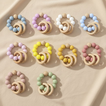Baby Teether Chain – Multicolor Silica Gel Toy for Soothing Gum Relief