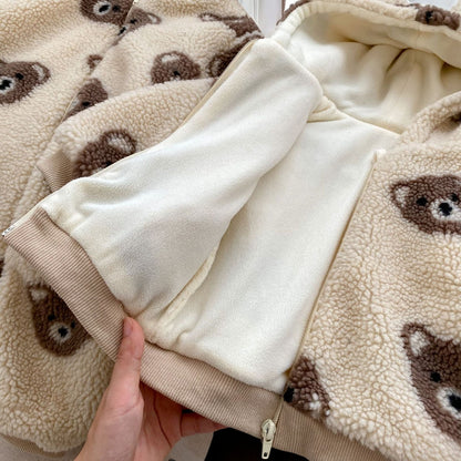 Baby Winter Coat – Plush Bear Hooded Toddler Jacket, Thickened Warm Infant Outerwear