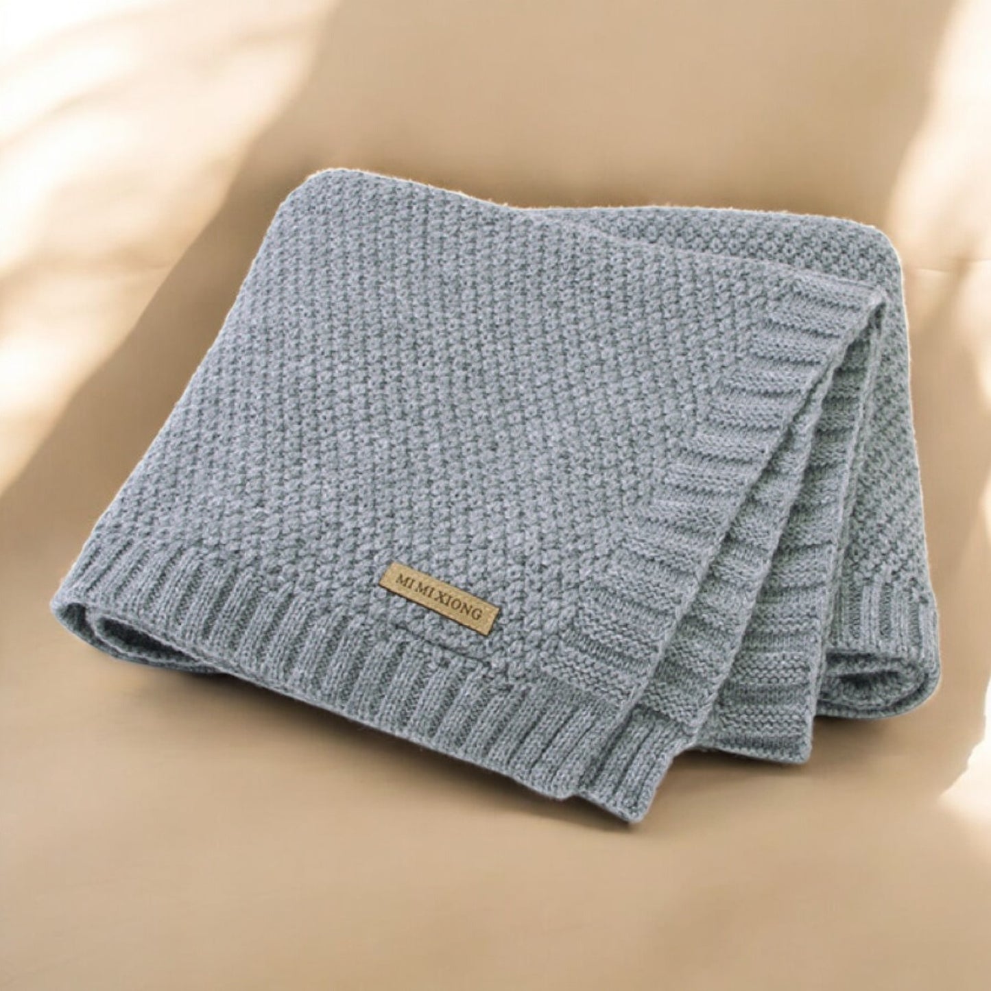 Kids Warm Blanket – Soft Cotton Cover | Cozy Baby Knitted Throw With Logo Patch