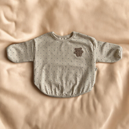 Baby Cotton Shirt – Soft Breathable Tee With Cartoon Bear Patch & Dot Pattern