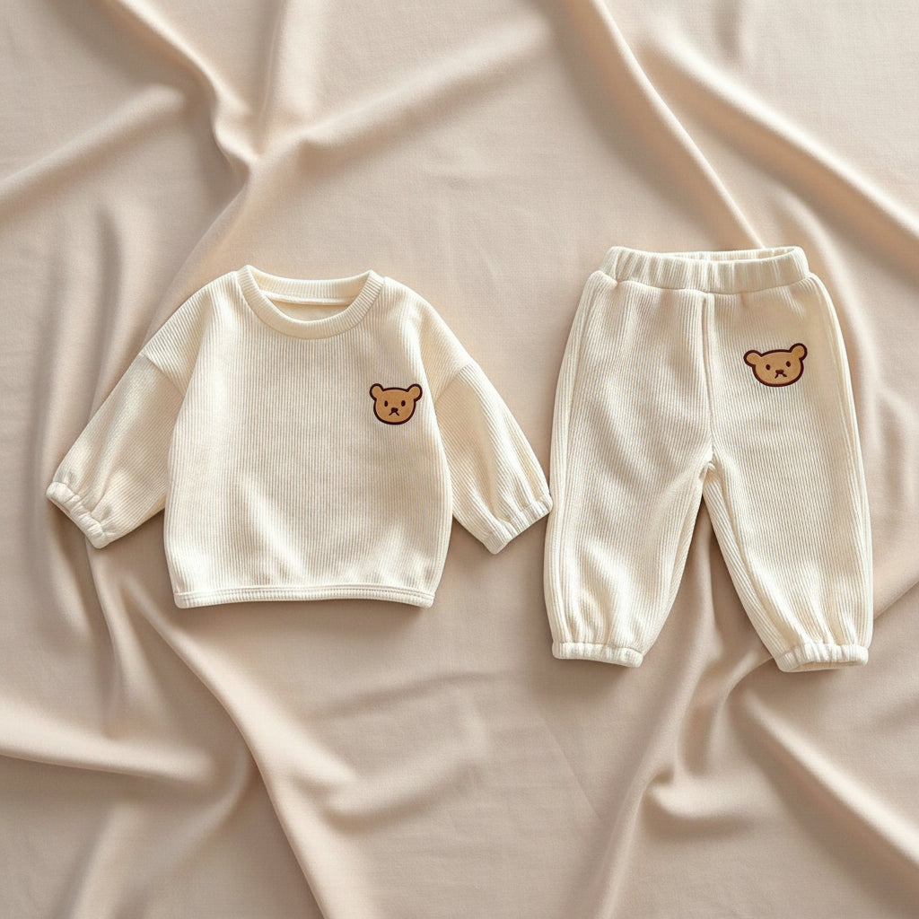 Baby Bear Combo Set – Unisex Infant Bear Head Design Long Sleeve Pants Outfit