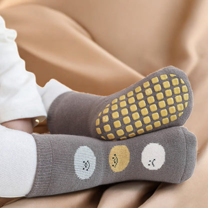 Baby Thermal Socks - Breathable Cartoon Patchwork Non Slip Socks for Toddlers