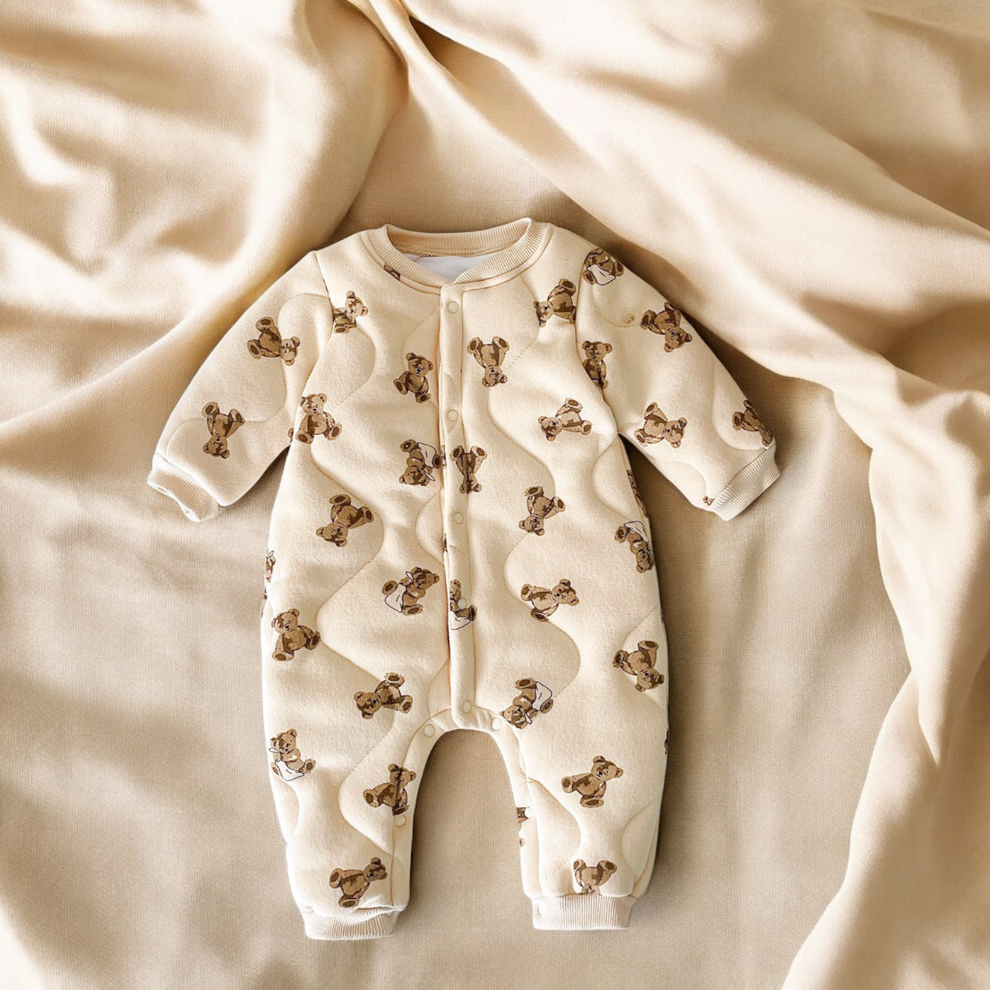 Baby Winter Rompers - Thickened Quilted Cartoon Bear Romper, Soft Cotton Cozy Outfit