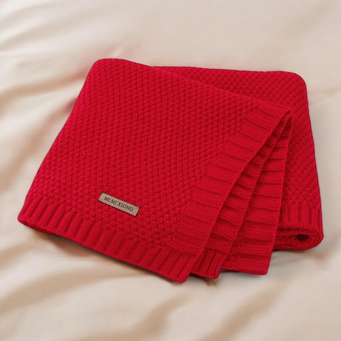 Kids Warm Blanket – Soft Cotton Cover | Cozy Baby Knitted Throw With Logo Patch