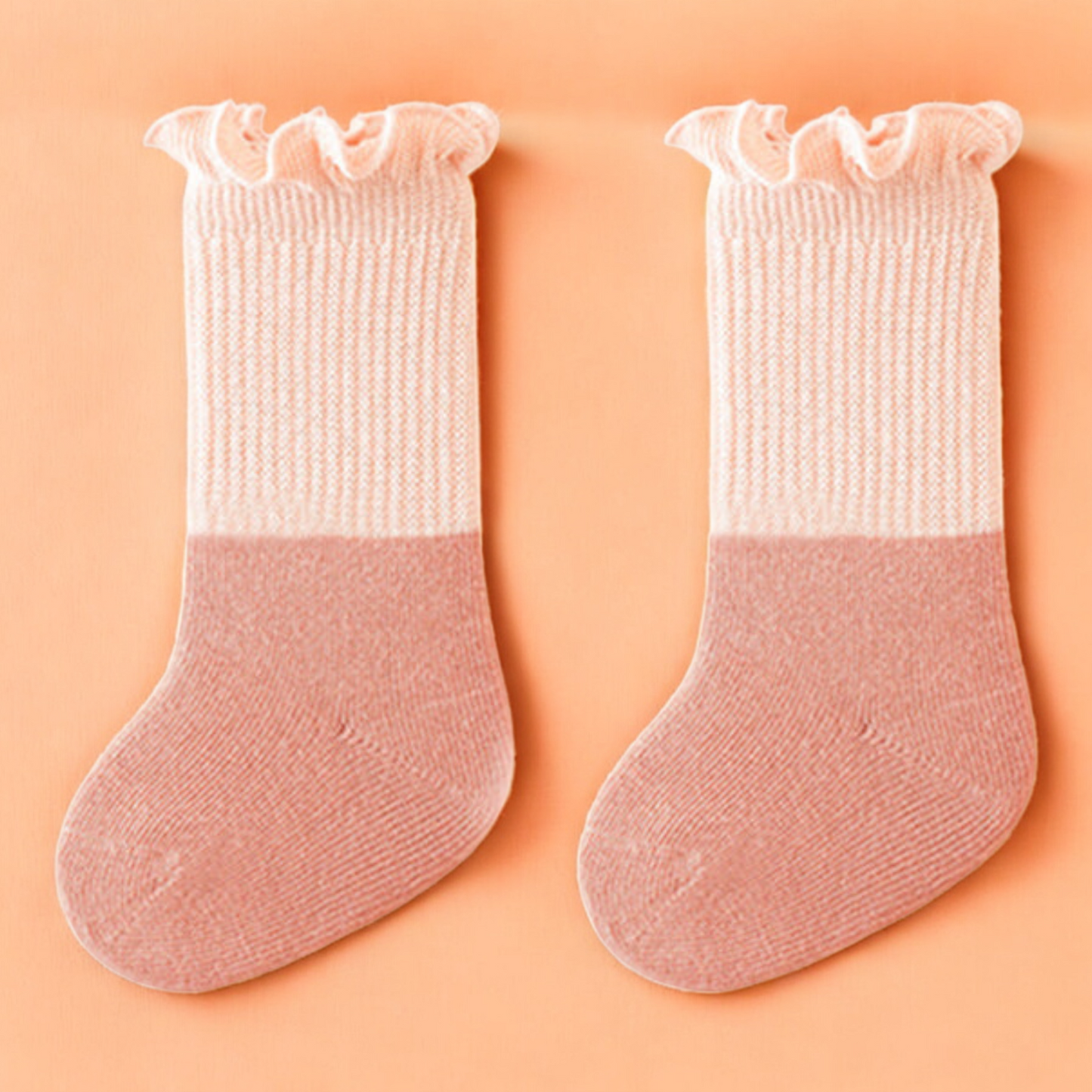 Baby Patchwork Socks – Colorful Kids Crew Socks With Soft Ruffle Fringe