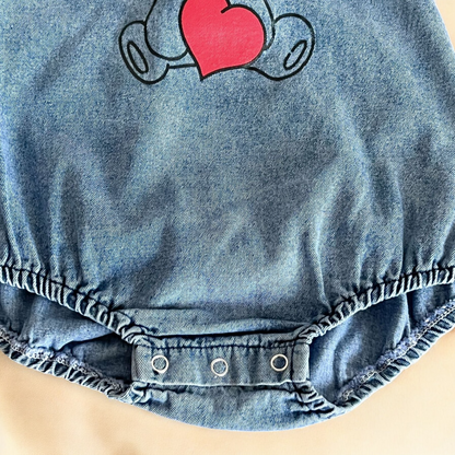 Baby Denim Onesies - Comfortable Cartoon Bear Outfit | Stylish Baby Strap Onesies
