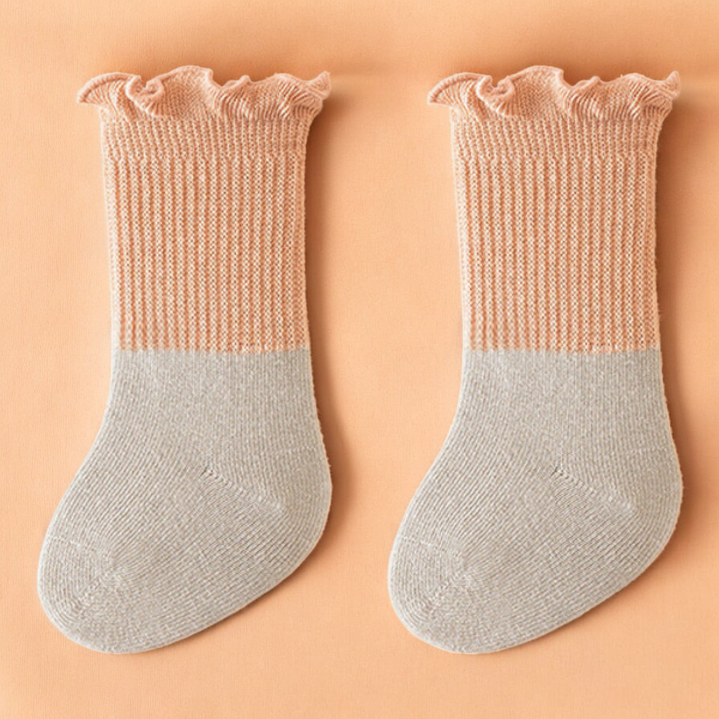 Baby Patchwork Socks – Colorful Kids Crew Socks With Soft Ruffle Fringe