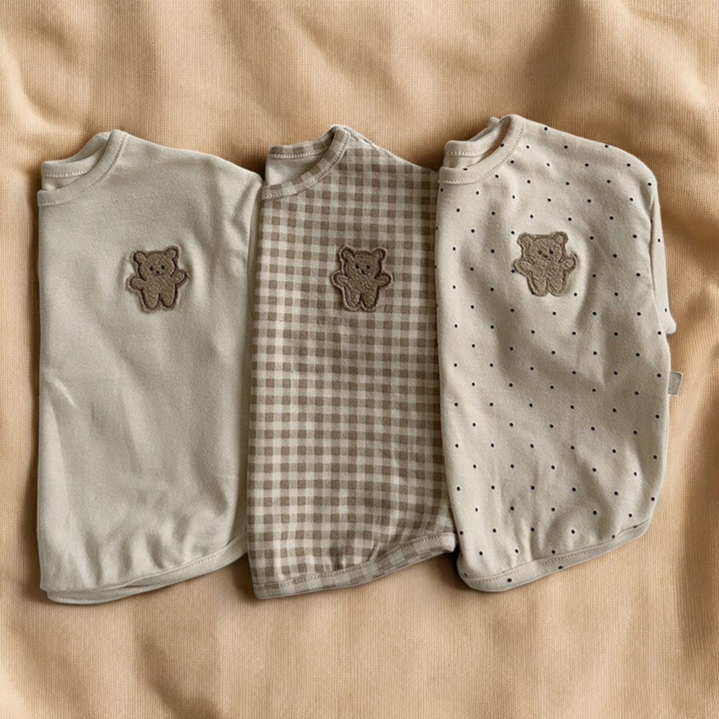 Baby Cotton Shirt – Soft Breathable Tee With Cartoon Bear Patch & Dot Pattern