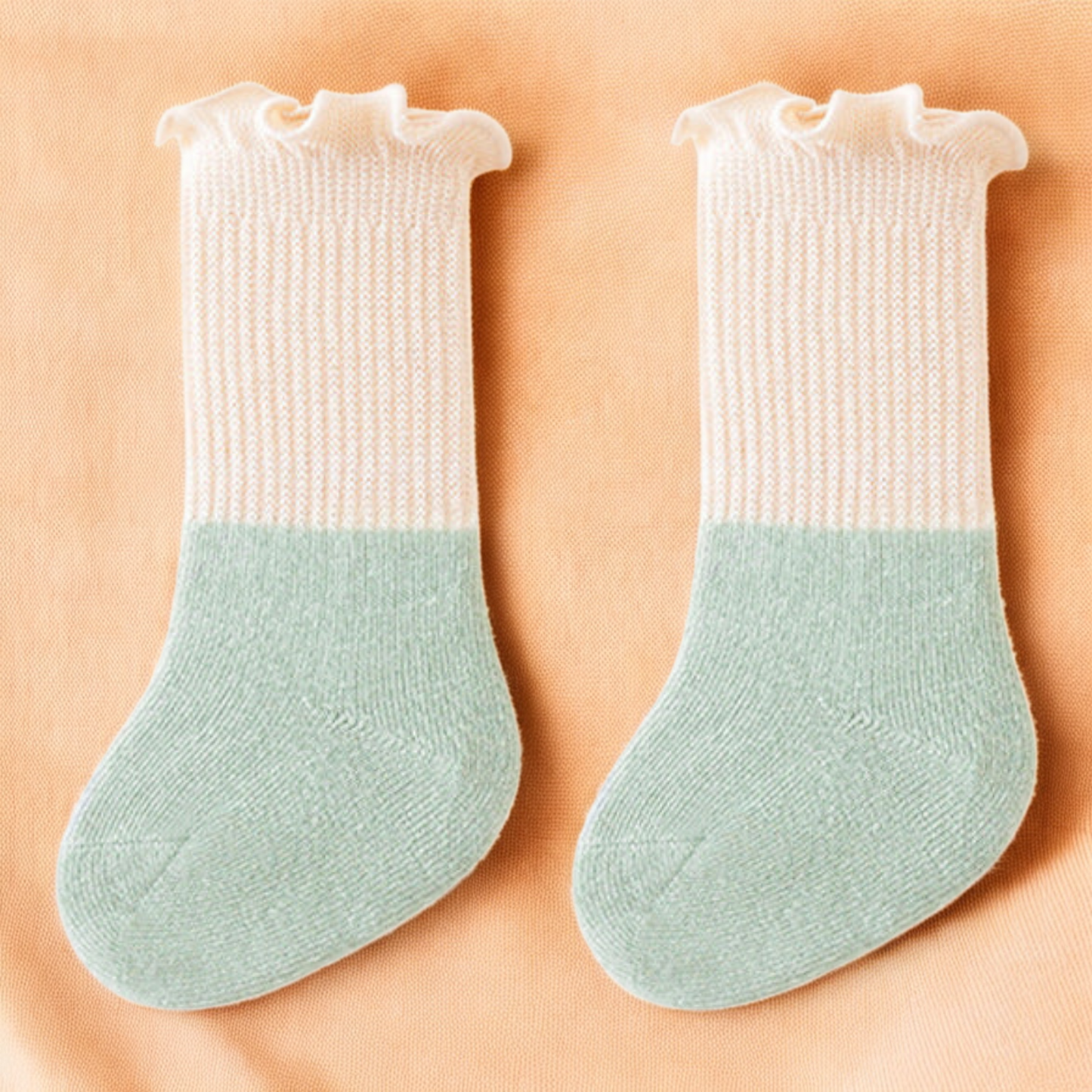 Baby Patchwork Socks – Colorful Kids Crew Socks With Soft Ruffle Fringe