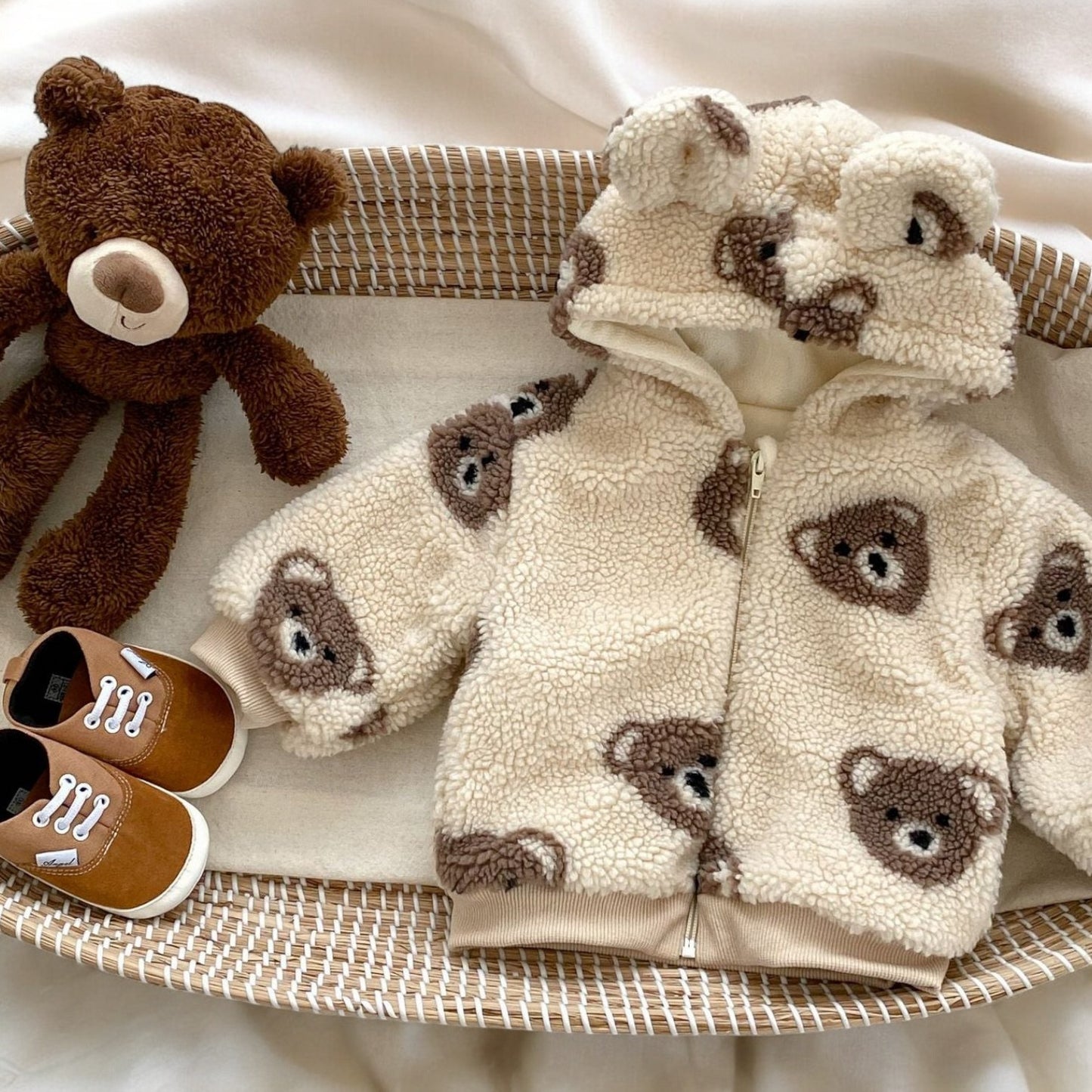 Baby Winter Coat – Plush Bear Hooded Toddler Jacket, Thickened Warm Infant Outerwear