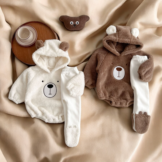 Baby Bear Bodysuits – Soft Cotton One-Piece With Cute Bear Embroidery For Autumn