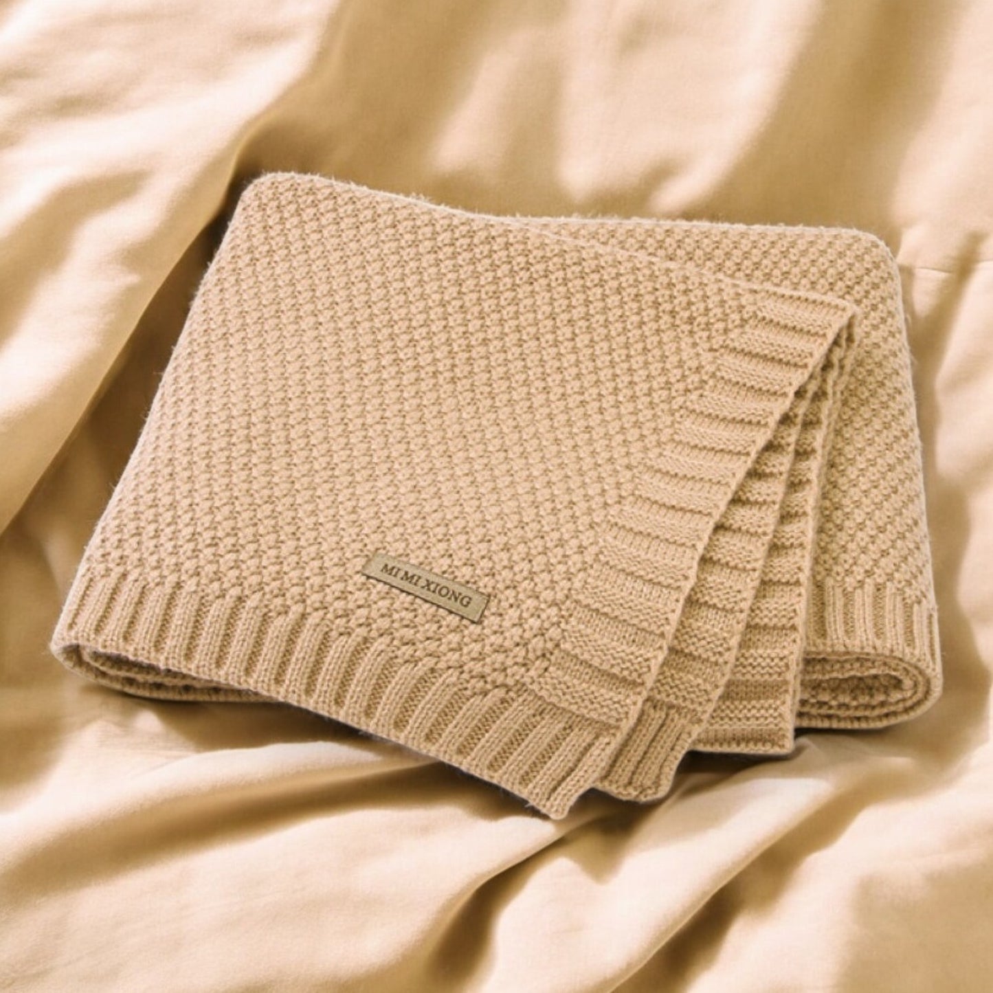 Kids Warm Blanket – Soft Cotton Cover | Cozy Baby Knitted Throw With Logo Patch