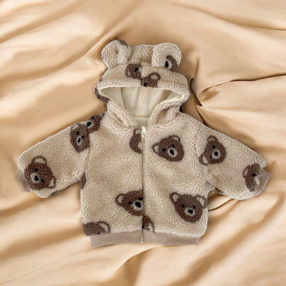Baby Winter Coat – Plush Bear Hooded Toddler Jacket, Thickened Warm Infant Outerwear