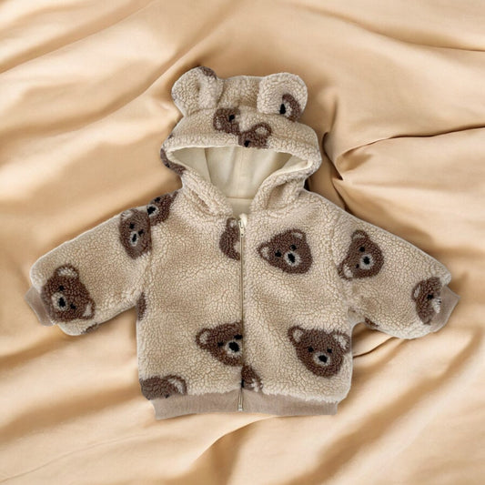 Baby Winter Coat – Plush Bear Hooded Toddler Jacket, Thickened Warm Infant Outerwear
