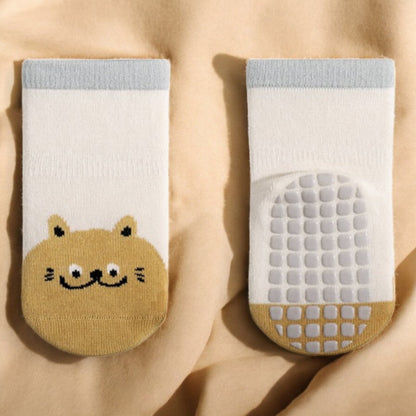 Baby Thermal Socks - Breathable Cartoon Patchwork Non Slip Socks for Toddlers