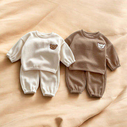Baby Bear Combo Set – Unisex Infant Bear Head Design Long Sleeve Pants Outfit