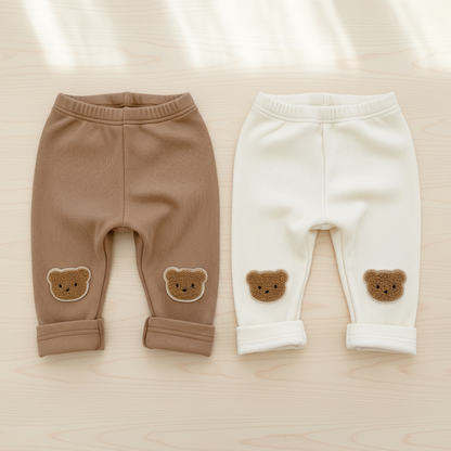 Baby Girl Winter Pants - Thickened Cotton Bear Design Warm Baby Leggings